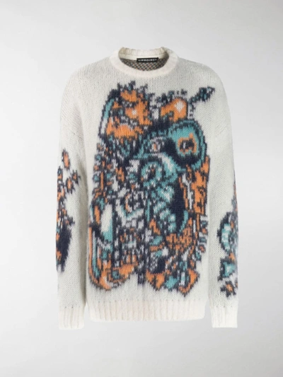 Y/project Oversized Intarsia Knit Sweater In White