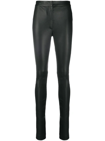 Off-white High-waisted Leather Leggings In Black