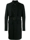 Rick Owens Belted Wool-blend Trench Coat In Black