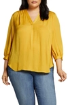 Vince Camuto Rumple Fabric Blouse In Honey Pot