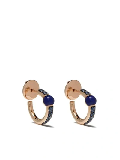 Pomellato M'ama Non M'ama 18-karat Rose Gold, Lapis Lazuli And Sapphire Hoop Earrings