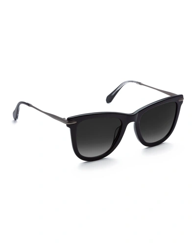 Krewe Simone Acetate & Metal Square Sunglasses In Black And Crystal/gray Gradient