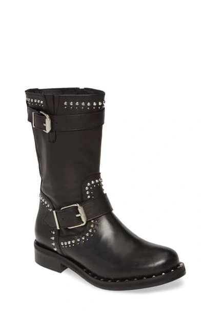 Charles David Women's Whistler Studded Leather Moto Boots In Black Leather