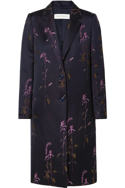 Dries Van Noten Richy Stems Jacquard Jacket In Navy