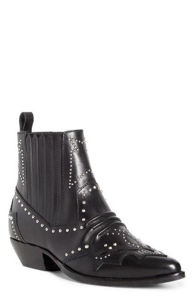 Roseanna Studded Leather Western Boot In Noir
