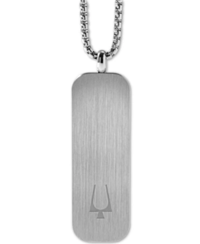 Bulova Men's Tuning Fork Logo Dog Tag Pendant Necklace In Stainless Steel, 26" + 2" Extender Women's Shoes