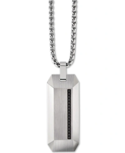 Bulova Men's Diamond Accent Beveled Dog Tag Pendant Necklace In Stainless Steel, 26" + 2" Extender Women's 