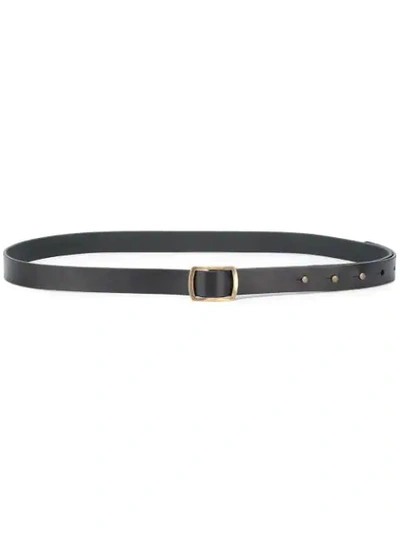 Saint Laurent Pavé Buckle Leather Belt In Black