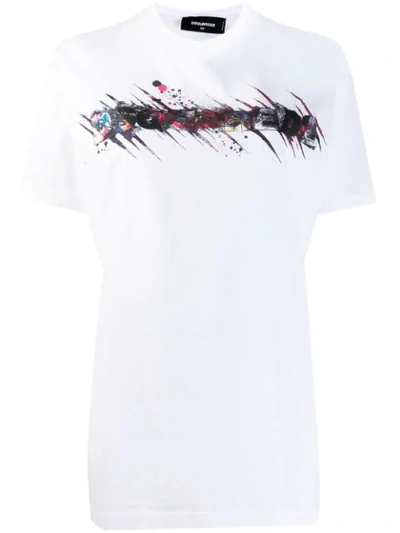 Dsquared2 D Squared Scratched Logo T-shirt In White