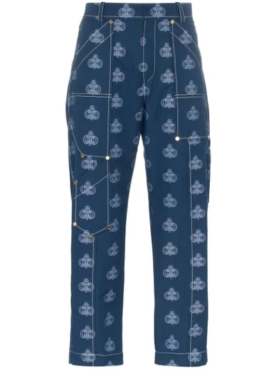 Chloé Embroidered Cropped Trousers In Blue