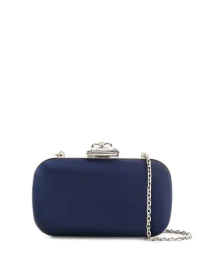 Alexander Mcqueen Spider Jewelled Box Clutch In Blue