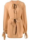 Stella Mccartney Tie Neck Blouse In Brown