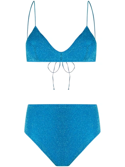 Oseree Oséree X Gente Roma High-waisted Bikini In Blue