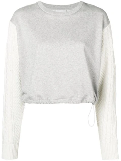 3.1 Phillip Lim / フィリップ リム Cabled-sleeve Sweatshirt In Grey