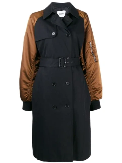 Msgm Double-breasting Bomber-style Coat In Black