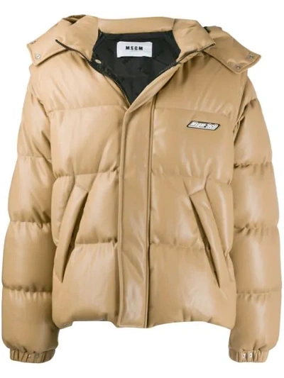 Msgm Tech Padded Jacket In Brown