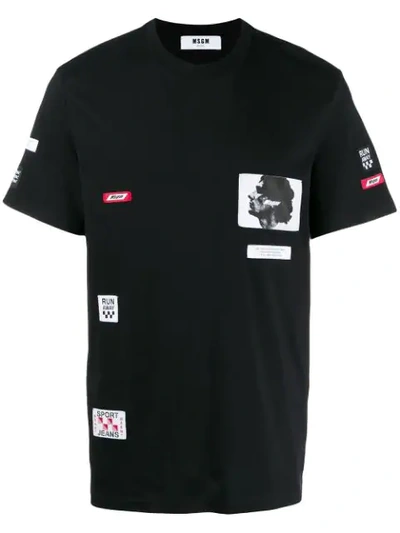 Msgm Brand Patch T-shirt In Black
