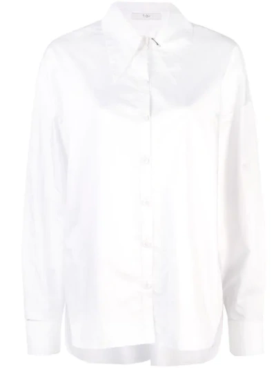 Tibi Tech Poplin Shirt With Detached Collar In White