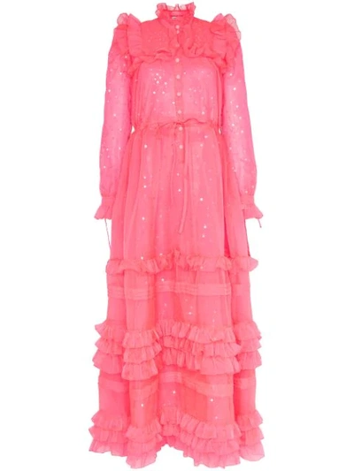 Ashish Sequin Embellished Ruffle Dress In Pink