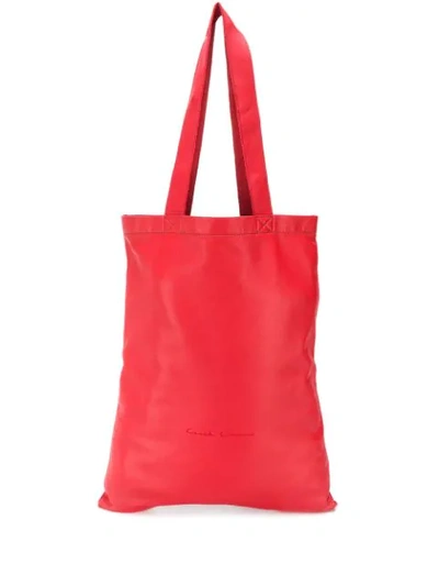 Rick Owens Contrast Logo Tote In Red