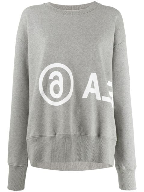 Mm6 Maison Margiela Reversed Logo Oversized Sweatshirt In Grey | ModeSens