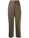 Theory Cropped Wide Leg Trousers In Green