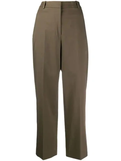 Theory Cropped Wide Leg Trousers In Green