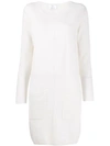 Allude Long Sleeve Knitted Dress In White