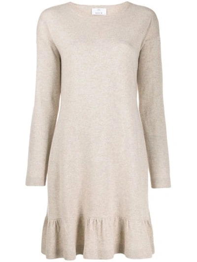 Allude Ruffled Hem Knit Dress In Neutrals