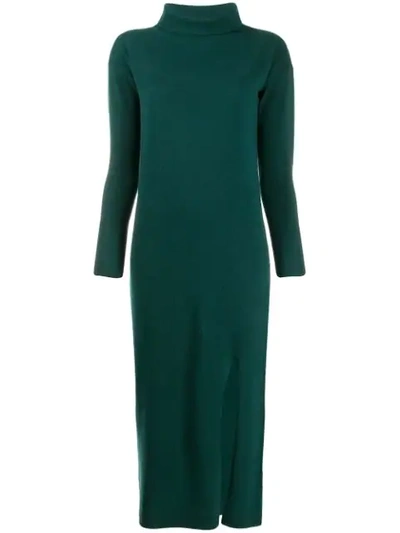 Allude Knitted Midi Dress In Green