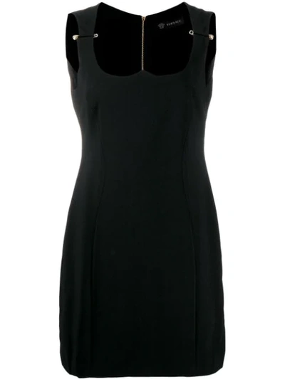 Versace Medusa Safety Pin Dress In Black