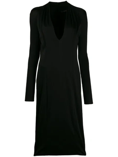 Versace Ruched Detail Dress In Black