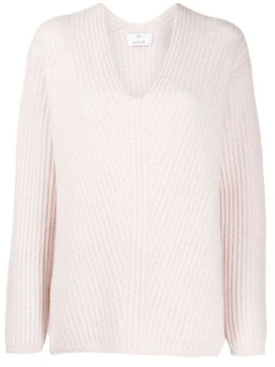 Allude Long Sleeve Knitted Jumper In Pink