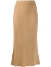 Allude Cashmere Straight Line Skirt In Neutrals