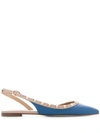 Valentino Garavani Garavani Rockstud Slingback Ballerina Flats In Blue