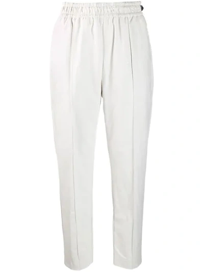 Nude Cropped Trousers In White