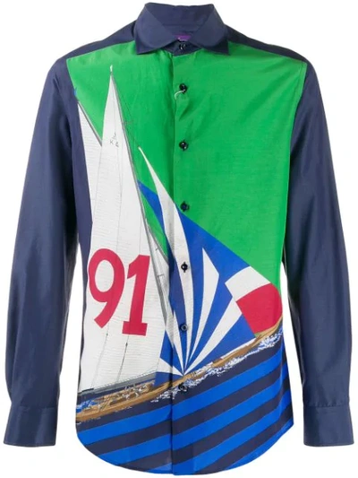 Ralph Lauren Graphic Nautical Print Shirt In Blue