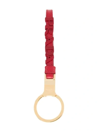 Prada Logo Plaque Keyring In Z Fuoco