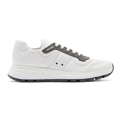 Prada Technical Fabric Sneakers In Bianco