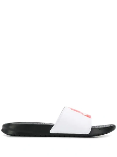 Nike Logo Print Slide Sandals In White