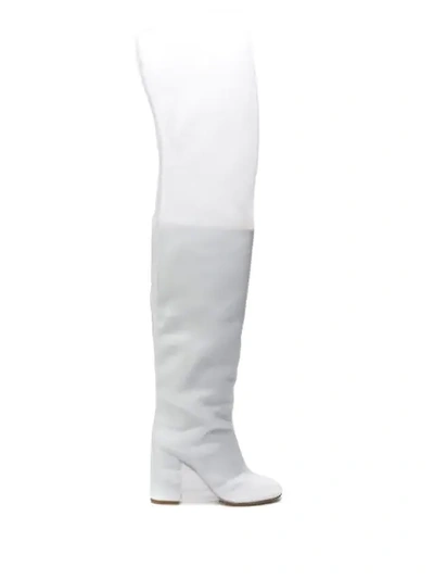 Mm6 Maison Margiela Over-the-knee Covered Boots In White
