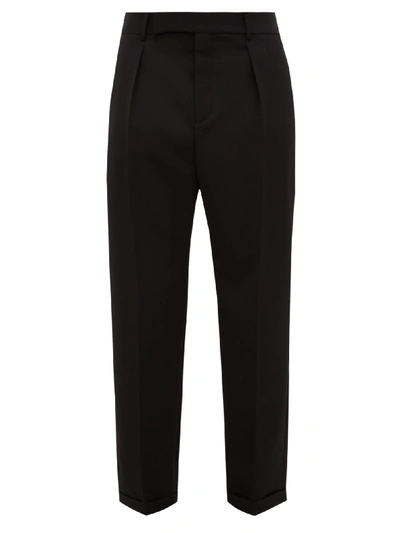 Saint Laurent Tailored High-rise Wool-twill Trousers In Black