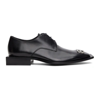 Balenciaga Rim Bb-logo Square-toe Leather Derby Shoes In Black