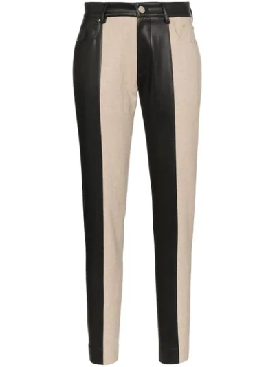 Blindness Striped Faux-leather Trousers In Black