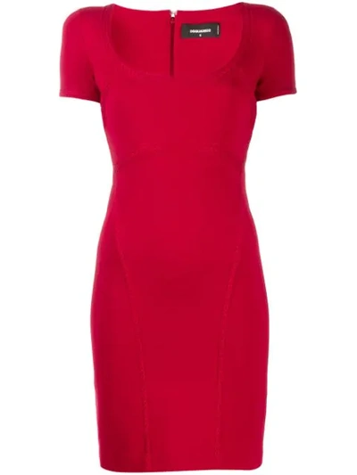 Dsquared2 Decorative Trim Dress In Red