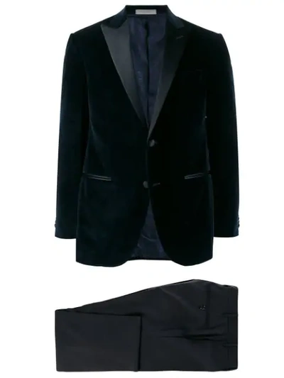 Corneliani Peak Lapel Blazer In Blue