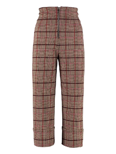 Pinko Trapelare Prince Of Wales Culotte Pants In Brown