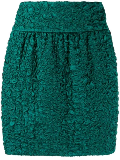 Saint Laurent Ruched Mini Skirt In Green