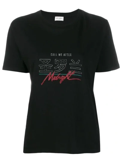 Saint Laurent Call Me After Midnight T-shirt In Black