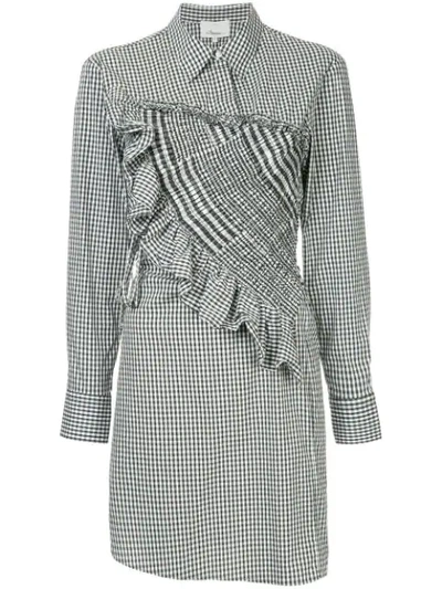 3.1 Phillip Lim / フィリップ リム Asymmetrical Gingham Shirt Dress In Black